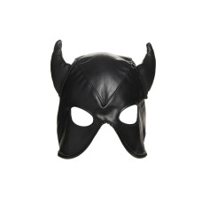 Маска для бондажу з рогами, чорна Master Series Dungeon Demon Bondage Mask with Horns Black
