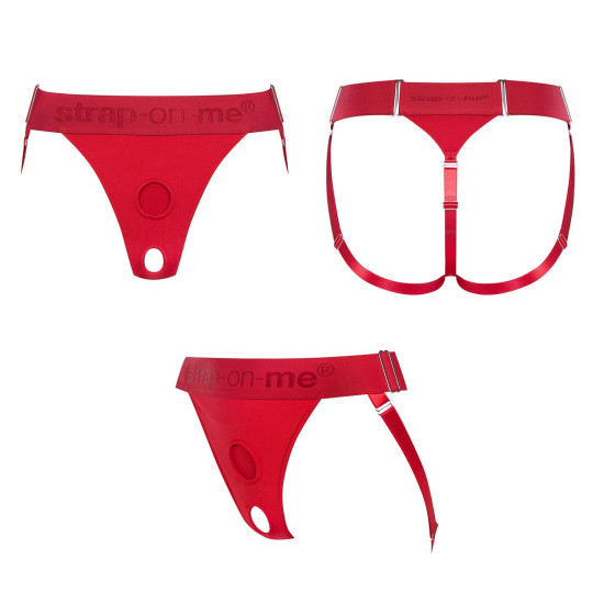 Трусики для страпона, червоні Strap-On-Me Harnais Lingerie Unique Red, One Size