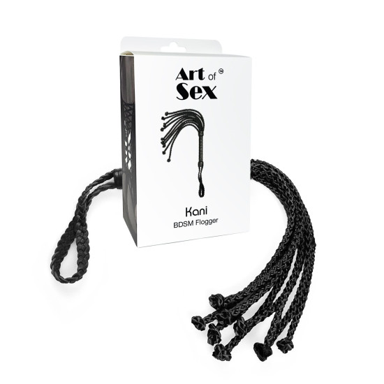 Ажурная плеть-кошка из экокожи, чёрная Art of Sex Kani Black