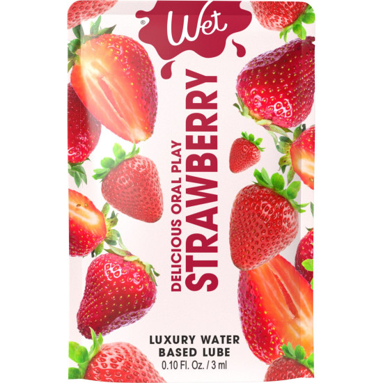 Пробник лубриканта для оральних пестощів зі смаком полуниці Wet Oral Play Strawberry, 3 ml