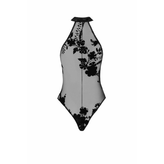 Боди-халтер из флокированной сетки Noir Handmade F314 Ego Flocked Mesh Halter Bodysuit, XL