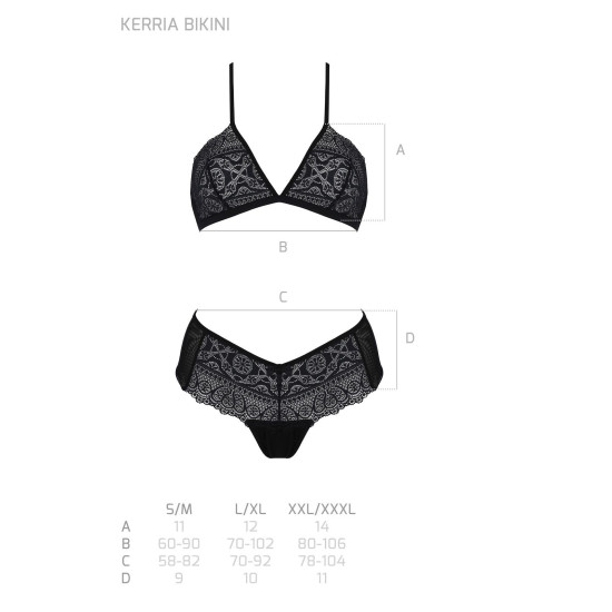 Комплект (бралетт і трусики-бікіні), чорний Passion KERRIA BIKINI black, XXL/XXXL