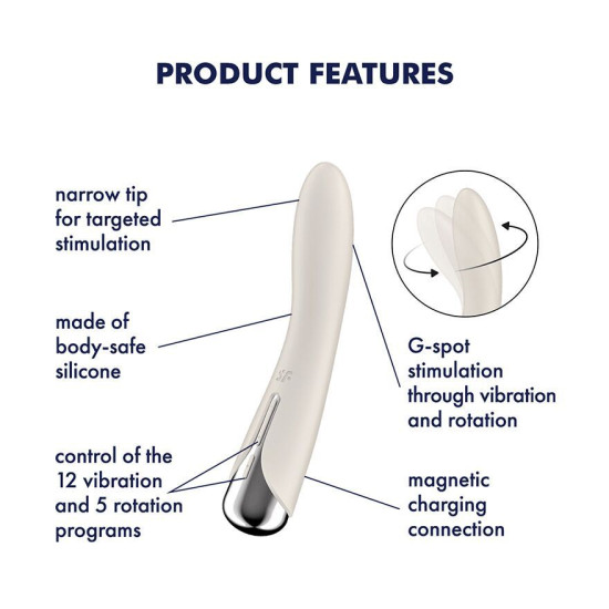 Вібратор точки G з обертанням, 2 мотори, бежевий Satisfyer Spinning Vibe 1 Beige