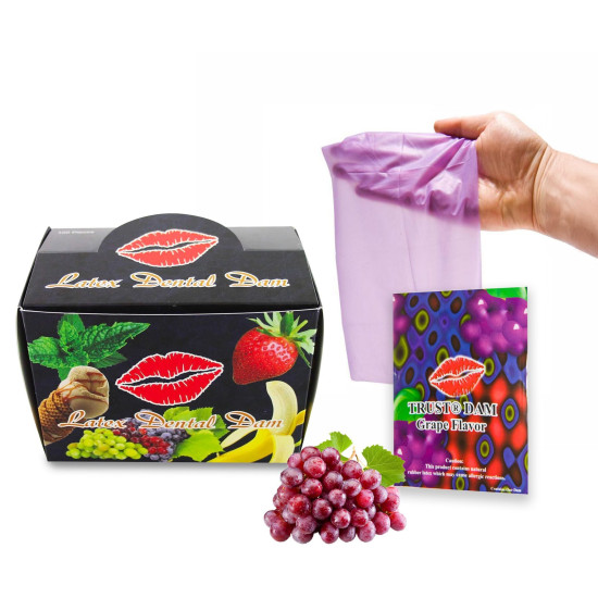 Набір латексних серветок з виноградним смаком Latex Dental Dams Grape, 100 шт