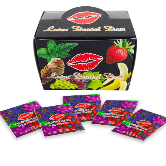 Набір латексних серветок з виноградним смаком Latex Dental Dams Grape, 100 шт