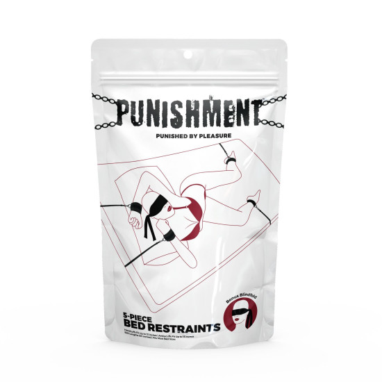 Растяжка на кровать (5 предметов), черная Punishment 5-Piece Bed Restraint Kit Black
