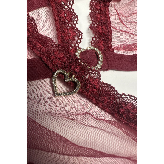 Сексуальний комплект білизни, бордовий Passion Belissana Set Burgundy, M
