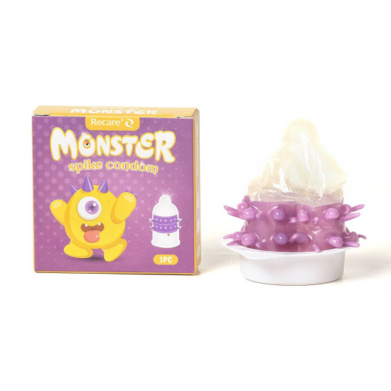 Насадка на член (презерватив с рядами пупырышков и шипов), желтая Recare Yellow Monster Spike Condom