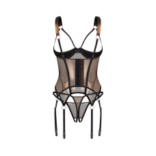 Корсет Obsessive Soranna Cupless Corset & Crotchless Thong, розмір S/M