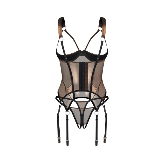 Корсет Obsessive Soranna Cupless Corset & Crotchless Thong, розмір S/M