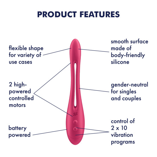 Универсальный гибкий вибратор для пар, красный Satisfyer Elastic Game Battery Series
