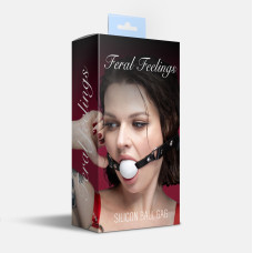 Силиконовый кляп, черный ремень, белый шарик Feral Feelings Silicon Ball Gag Black/White