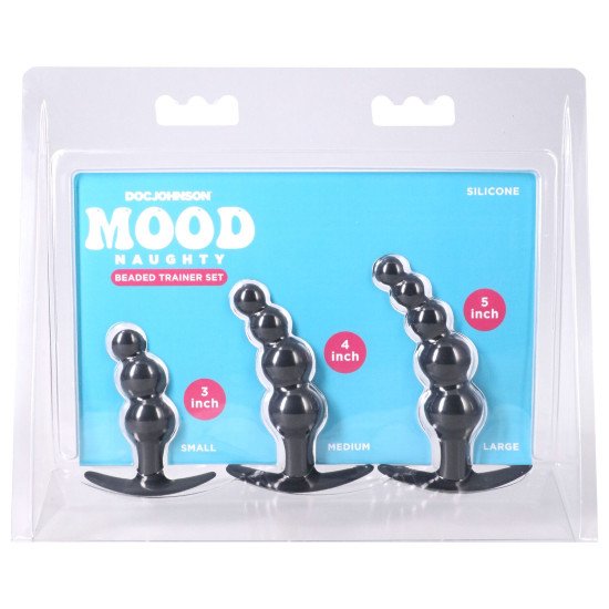 Набір анальних іграшок з намистинами Doc Johnson Mood Naughty Beaded Trainer Set