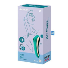 Вакуумний стимулятор з вібрацією, зелений Satisfyer Dual Kiss Green
