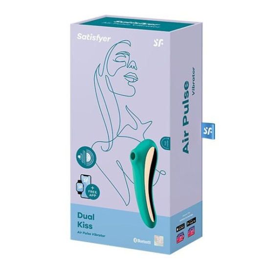 Вакуумный стимулятор с вибрацией, зеленый Satisfyer Dual Kiss Green