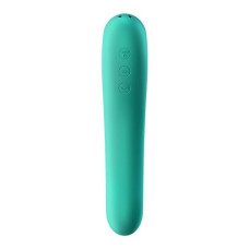 Вакуумний стимулятор з вібрацією, зелений Satisfyer Dual Kiss Green