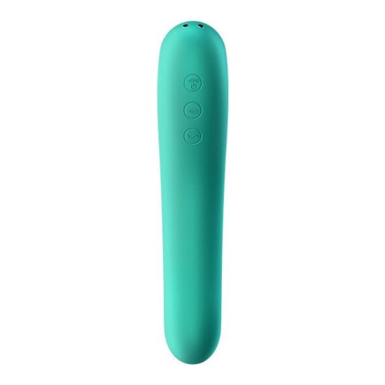 Вакуумный стимулятор с вибрацией, зеленый Satisfyer Dual Kiss Green