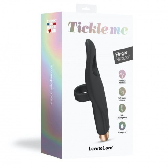 Вібратор на палець перезаряджається, чорний Love To Love Tickle me BLACK ONYX