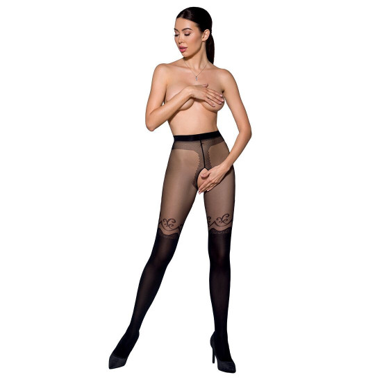 Passion TIOPEN 012 5 (20/40 den), black - колготки с открытым доступом, двойная плотность (мятая упаковка)