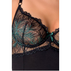 Корсет черного цвета с пажами (трусики в комплекте) FLORIS CORSET Passion Exclusive Black, S/M
