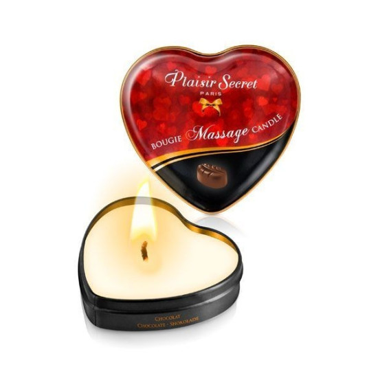 Масажна свічка у формі серця з шоколадним ароматом Plaisirs Secrets Chocolate, 35 ml