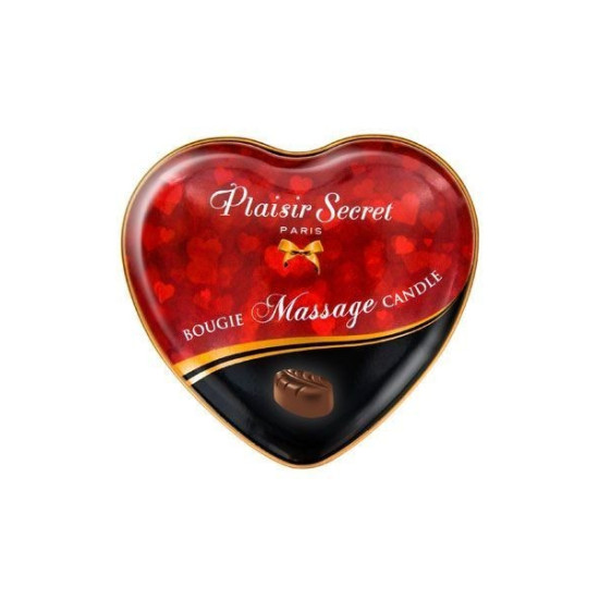 Масажна свічка у формі серця з шоколадним ароматом Plaisirs Secrets Chocolate, 35 ml