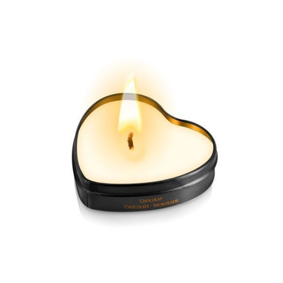 Масажна свічка у формі серця з шоколадним ароматом Plaisirs Secrets Chocolate, 35 ml