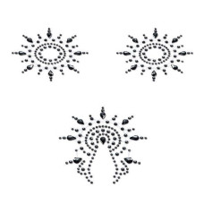 Пэстис из кристаллов (украшение на грудь и вульву), черные Petits Joujoux Gloria Set of 3 Black