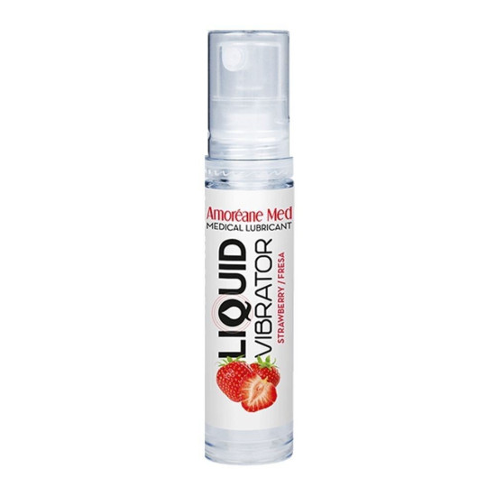 Клубничный лубрикант с эффектом жидкого вибратора Amoreane Med Liquid Vibrator Strawberry, 10 ml