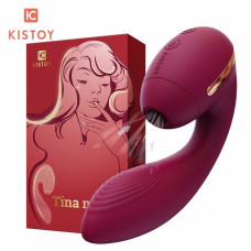 Вакуумний вібратор вагінально-кліторальний, фіолетовий KisToy Tina Mini Violet