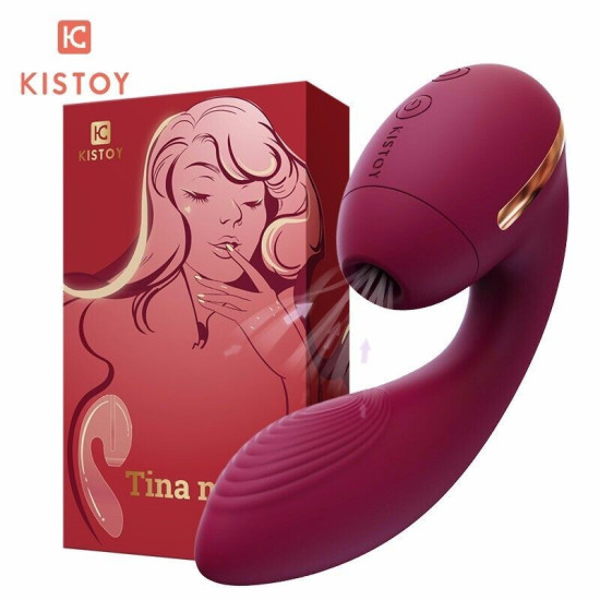 Вакуумний вібратор вагінально-кліторальний, фіолетовий KisToy Tina Mini Violet