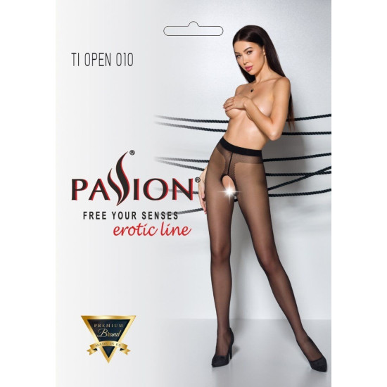 Колготки с открытым доступом, контрастная линия, 20 den Passion Tiopen 010 Black, 1/2