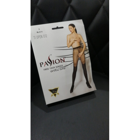 Passion TIOPEN 012 5 (20/40 den), black - колготки с открытым доступом, двойная плотность (мятая упаковка)
