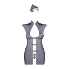 Сірий еротичний костюм стюардеси (сукня, стрінги) Obsessive Stewardess 3pcs Costume Grey, S/M