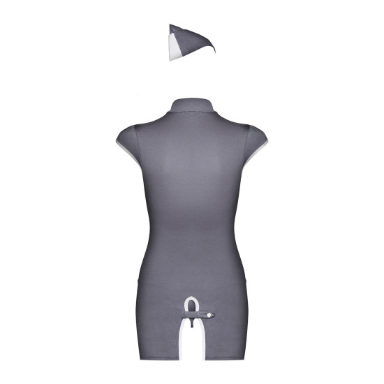 Сірий еротичний костюм стюардеси (сукня, стрінги) Obsessive Stewardess 3pcs Costume Grey, S/M