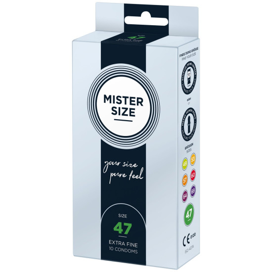 Презервативи для пеніса довжиною 9-9,5 см, 10 шт Mister Size - pure feel 47