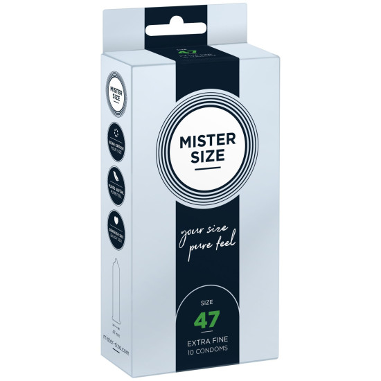 Презервативи для пеніса довжиною 9-9,5 см, 10 шт Mister Size - pure feel 47