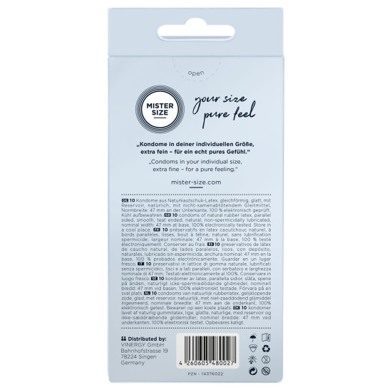 Презервативи для пеніса довжиною 9-9,5 см, 10 шт Mister Size - pure feel 47