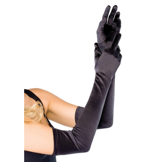 Длинные атласные перчатки, чёрные Leg Avenue Extra Long Satin Gloves Black, One Size