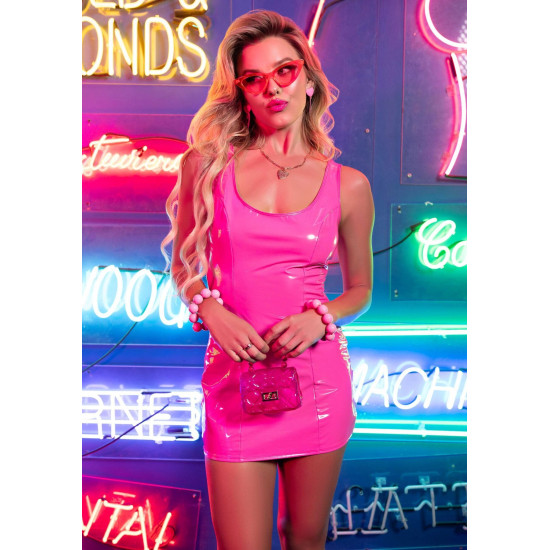 Виниловое мини-платье, розовое Leg Avenue Pink Vinyl Mini Dress, S