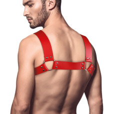 Чоловіча портупея на груди з натуральної шкіри, червона Feral Feelings Red Bulldog Harness