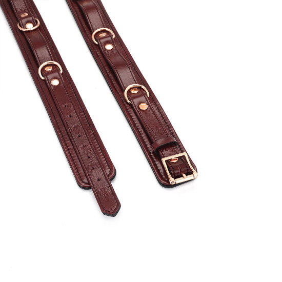 Шкіряні фіксатори для стегон, бордові Liebe Seele Wine Red Thigh Cuffs, L