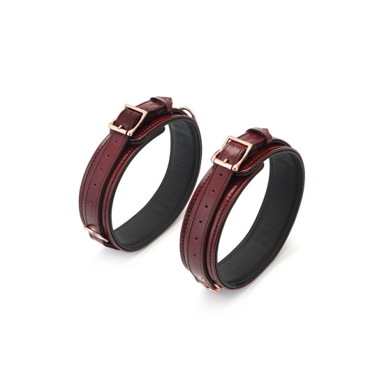 Шкіряні фіксатори для стегон, бордові Liebe Seele Wine Red Thigh Cuffs, L