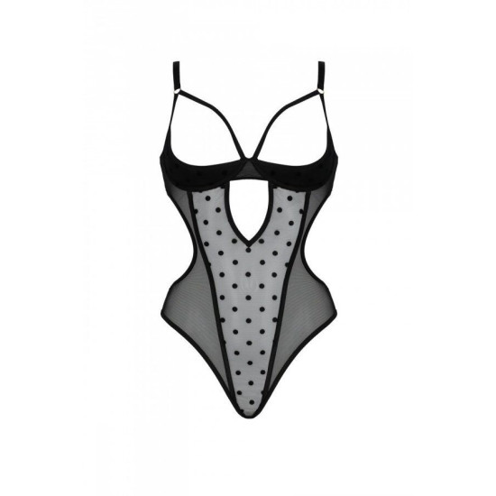 Эротическое боди с открытыми чашками, чёрное Passion Marina Body Black, XXL/XXXL