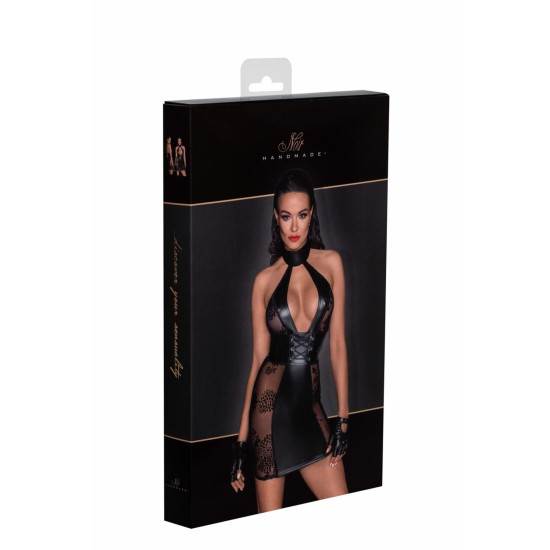 Платье с вставками из материала с мокрым эффектом Noir Handmade F238 Short Tulle Dress with Powerwetlook Inserts, L