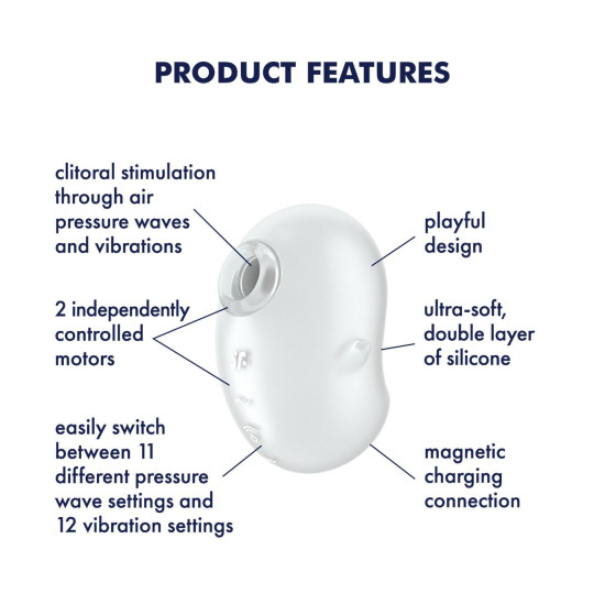 Вакуумный клиторальный стимулятор с вибрацией, белый Satisfyer Cutie Ghost White
