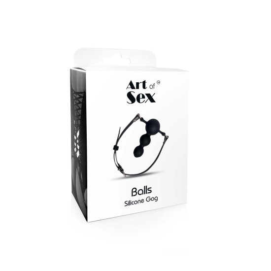 Силиконовый кляп из натуральной кожи, черный Art Of Sex Balls