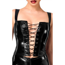 Корсет з ПВХ Noir Handmade F379 Dominae Frontbind PVC Corset Top, M