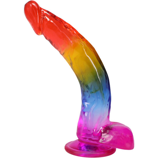 Фалоімітатор, довжина 24.1 см, райдужний Doc Johnson Crystal Jellies - 9.5 Inch Dildo - Rainbow