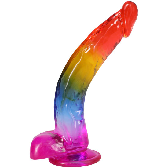 Фалоімітатор, довжина 24.1 см, райдужний Doc Johnson Crystal Jellies - 9.5 Inch Dildo - Rainbow